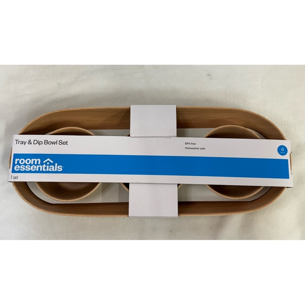 Tray & Dip Bowls Set Includes 3 Dip Bowls - BPA Free - 15inX6in -Room Essentials